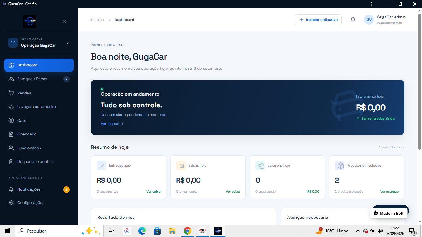 Print do sistema GugaCar — Gestão Automotiva