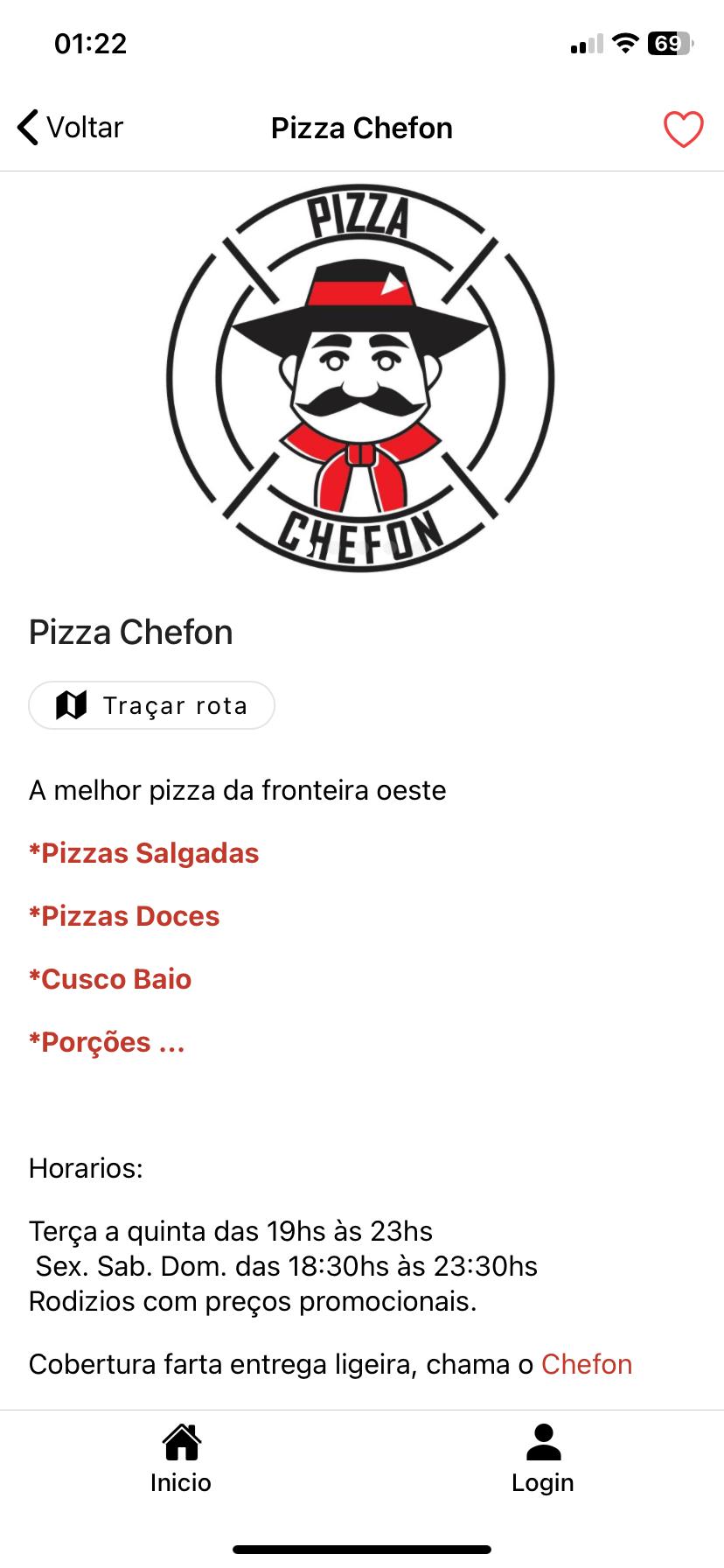 UruMais App — página da Pizza Chefon